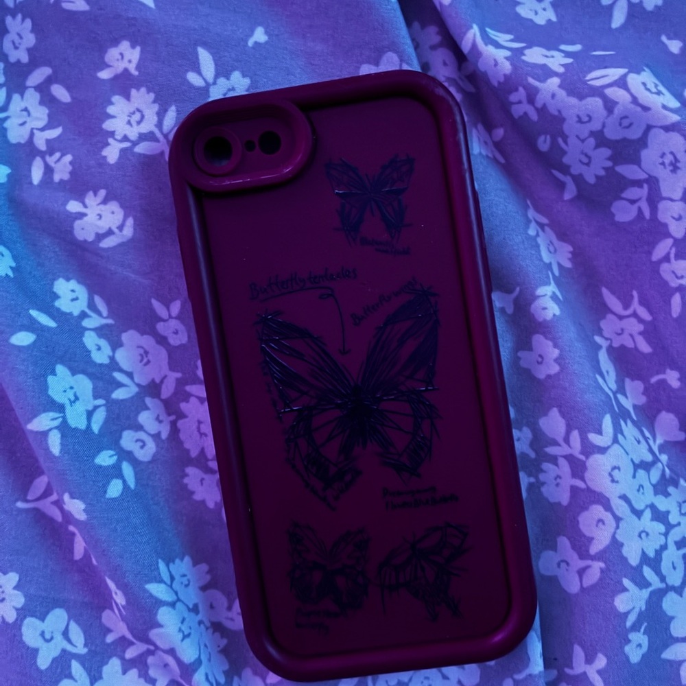 SHEIN Butterfly Sketch Phone Case - Dark Purple